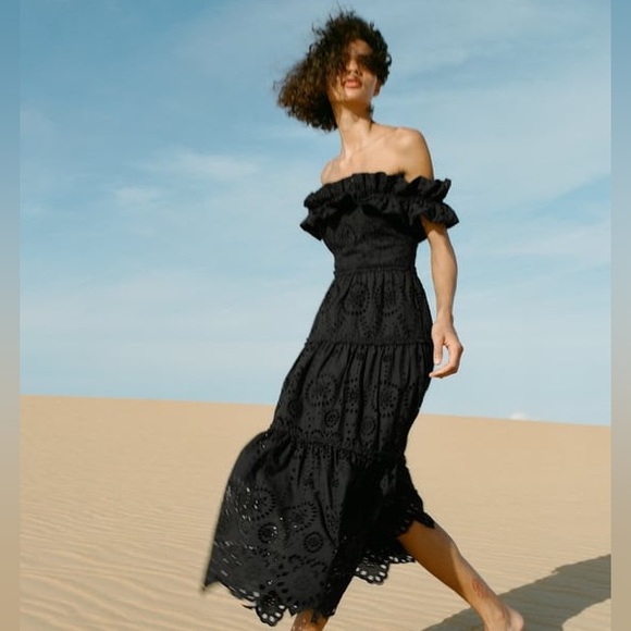 ZARA EMBROIDERED MIDI DRESS - Picture 7 of 7
